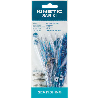 Kinetic Sabiki blckfisk torsk/sej, Bl/glitter