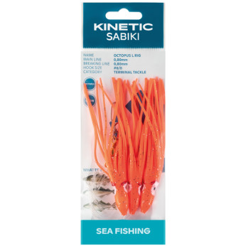 Kinetic Sabiki blckfisk torsk/sej, Orange/glitter