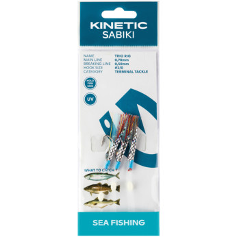 Kinetic Sabiki Trio tafs makrill/torsk, röd/blå flash