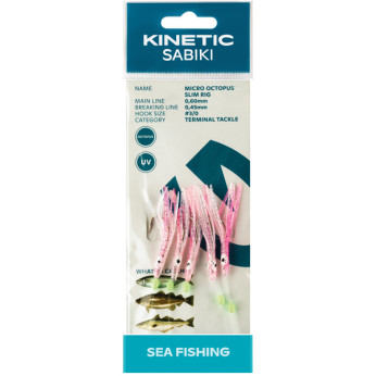 Kinetic Sabiki liten bläckfisk makrill/torsk, Rosa/glitter