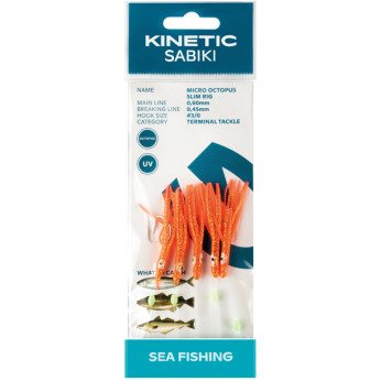 Kinetic Sabiki liten bläckfisk makrill/torsk, Orange/glitte