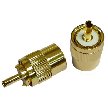 1852 VHF-kontakt PL259 för 6mm kabel, lödning, guldpläterad