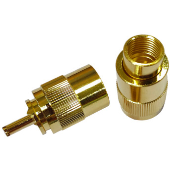 1852 VHF-kontakt PL259 för 10mm kabel, lödning, guldpläterad