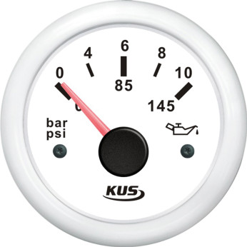 KUS oljetryckmätare 0-10 bar, vit