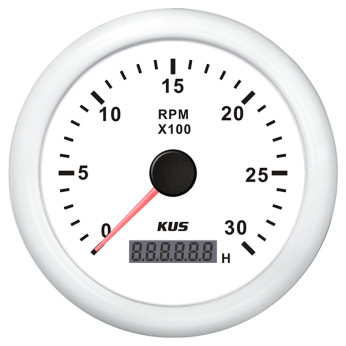 KUS varvmätare m/timräknare till diesel vit, 0-3000
