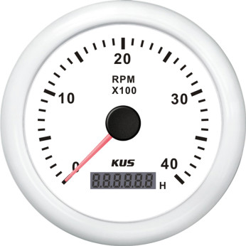 KUS varvmätare m/timräknare till diesel vit, 0-4000