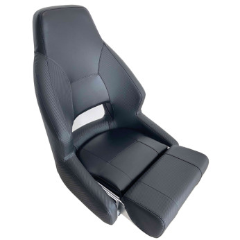 ESM RM52 Båtstol m. flip-up dyna marinvinyl, carbongrå/svart