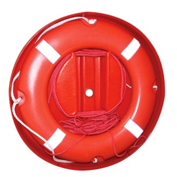 Livboj lifebuoy med 30m flytlina i rund behllare