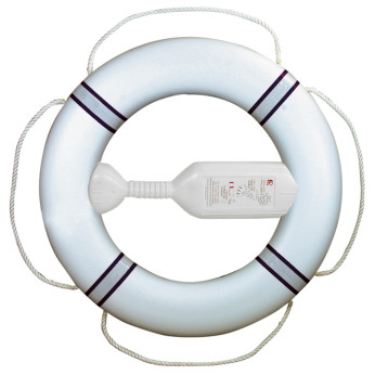 Livboj FP380 Vit m/marinblå reflexband, 20m kastlina