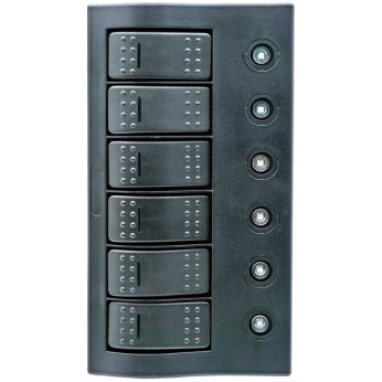 1852 Elpanel med 5 kontakter, automatsäkringar och LED