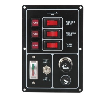 Elpanel m/cigarettkontakt, batterimätare och 3 kontakter,12V