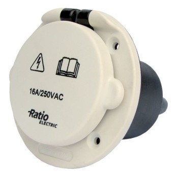 Ratio landströmskontakt med vit lock glasfiber/nylon