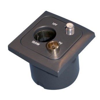 Strmuttag med TV, Sat. & 12V-uttag brun, 220V