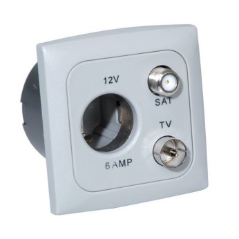 Strmuttag med TV, Sat. & 12V-uttag gr, 220V