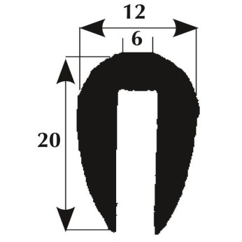 Fenderlist 20x6mm kant svart, 50m