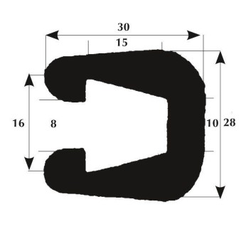 Fenderlist 30x8mm kant svart, 50m