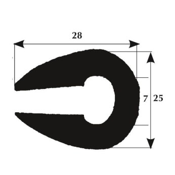 Fenderlist 28x25mm svart, 50m