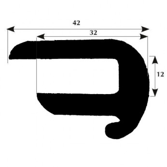 Fenderlist med droppkant 42x12 mm, grå 50m