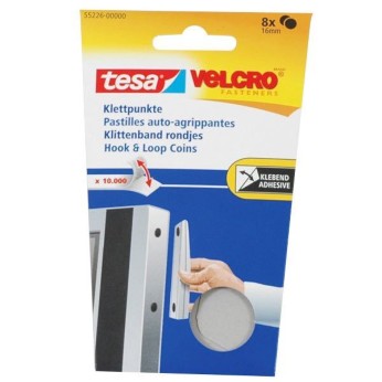 Tesa Kardborrband bitar Ø16mm vit, 8st