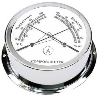 Autonautic Atlantic 95 termo/hygrometer Ø95/70 mm förkromad mässing