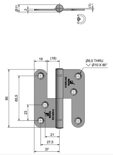 Roca lyftgngjrn RF 74x85mm, hger