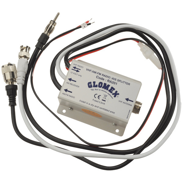 Glomex RA201 VHF/AM-FM/AIS-antenn splitter, 12V