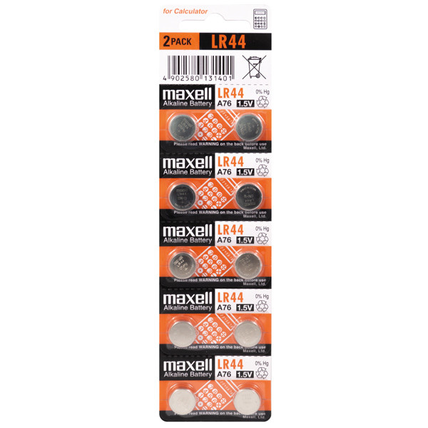 Maxell Alkaline batterier LR44 / 1.5V, 10st.