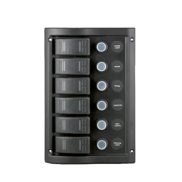 Elpanel stnktta med automatskringar och 6 kontakter, 12V